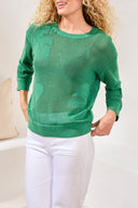 Tribal Ladies Grass 3/4 Sleeve Crew Neck Sweater