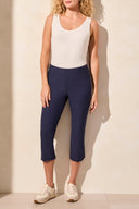 Tribal Ladies Jet Blue Flatten It Pull On Capri w/Round Slit