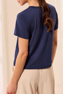Tribal Ladies Jet Blue SS Crew Top