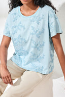 Tribal Ladies Light Aqua Sky S/S Crewneck Top