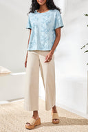 Tribal Ladies Light Aqua Sky S/S Crewneck Top