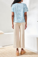 Tribal Ladies Light Aqua Sky S/S Crewneck Top