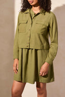 Tribal Ladies Loden LS Button Front Jacket w/Chest Pockets