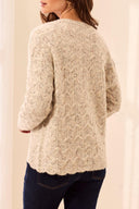 Tribal Ladies M Cream Henley Sweater w/Scallop Hem