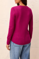 Tribal Ladies Magenta Waffle Henley Top w/Buttons