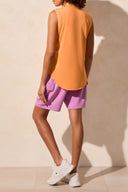 Tribal Ladies Melon Sleeveless Polo Top w/Scallop Edge Rib Details