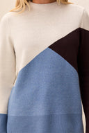 Tribal Ladies Mock Neck Jaquard Saddlebrown Sweater w/Slits