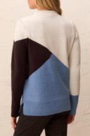 Tribal Ladies Mock Neck Jaquard Saddlebrown Sweater w/Slits