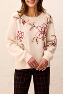 Tribal Ladies Moonstone Crew Neck Sweater w/Embroidery
