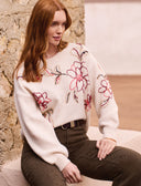 Tribal Ladies Moonstone Crew Neck Sweater w/Embroidery