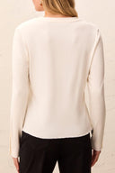 Tribal Ladies Moonstone LS Crew Neck Top w/Button Detail