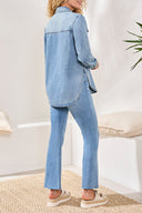 Tribal Ladies Oceanwash Classic Denim Short w/Rollup Sleeves