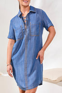 Tribal Ladies Pop Over Shirt Seaside Blue Dress