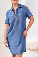 Tribal Ladies Pop Over Shirt Seaside Blue Dress