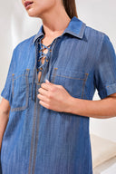 Tribal Ladies Pop Over Shirt Seaside Blue Dress