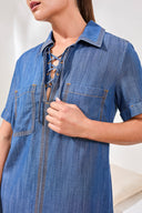 Tribal Ladies Pop Over Shirt Seaside Blue Dress