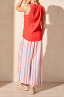 Tribal Ladies Poppy Sleeveless Blouse w/Button Placket