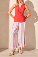 Tribal Ladies Poppy Sleeveless Blouse w/Button Placket