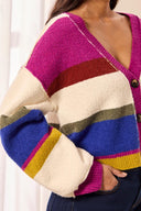 Tribal Ladies Puff Sleeve Cream Multi Sweater
