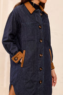 Tribal Ladies Quilted Rinse Denim Jacket w/Suede