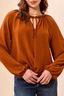 Tribal Ladies Raglan Sleeve Rust Blouse w/Front Knot
