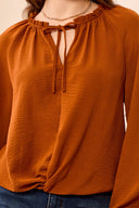 Tribal Ladies Raglan Sleeve Rust Blouse w/Front Knot