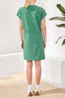 Tribal Ladies SS Greenery Zip Dress w/Drawcord