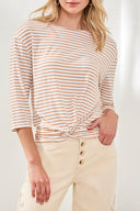 Tribal Ladies Sahara Beige 3/4 Sleeve Boatneck Top w/Knot Detail