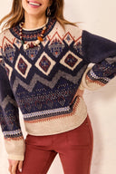 Tribal Ladies Sapphire Mock Neck Sweater