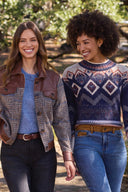 Tribal Ladies Sapphire Mock Neck Sweater