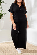 Tribal Ladies Size Inclusive Black TechnoLux Mock Neck w/Zip