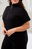 Tribal Ladies Size Inclusive Black TechnoLux Mock Neck w/Zip