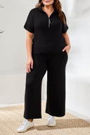 Tribal Ladies Size Inclusive Black TechnoLux Mock Neck w/Zip