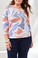 Tribal Ladies Sky 3/4 Sleeve Crewneck Top