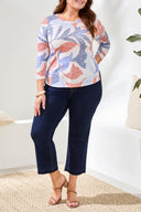 Tribal Ladies Sky 3/4 Sleeve Crewneck Top