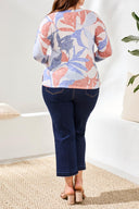 Tribal Ladies Sky 3/4 Sleeve Crewneck Top