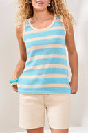 Tribal Ladies Sleeveless Aqua Sky Tank w/Rib Band