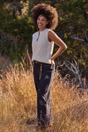 Tribal Ladies Split Crew Neck Cream Sweater Vest
