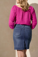 Tribal Ladies Stormy Blue Pull On Denim Skort w/Pockets