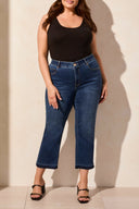 Tribal Ladies Stormy Blue Size Inclusive Sophia Curvy Micro Flare Crop Jeans