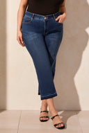 Tribal Ladies Stormy Blue Size Inclusive Sophia Curvy Micro Flare Crop Jeans