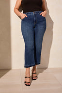 Tribal Ladies Stormy Blue Size Inclusive Sophia Curvy Micro Flare Crop Jeans