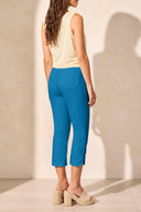 Tribal Ladies Surf Blue Flatten IT Pull On Capri w/Round Slit