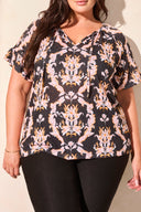 Tribal Ladies Tea Rose Size Inclusive Raglan Top w/Frill