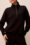 Tribal Ladies Technolux Black Mock Neck Top w/Zipper