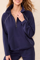 Tribal Ladies Techonolux Jet Blue Raglan Popover Sweater w/Zipper