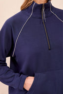 Tribal Ladies Techonolux Jet Blue Raglan Popover Sweater w/Zipper