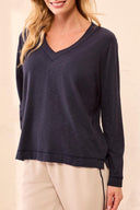 Tribal Ladies V-Neck Sapphire LS Top