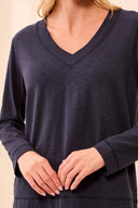 Tribal Ladies V-Neck Sapphire LS Top