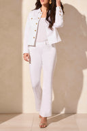 Tribal Ladies White Audrey Pull On Flare Jeans